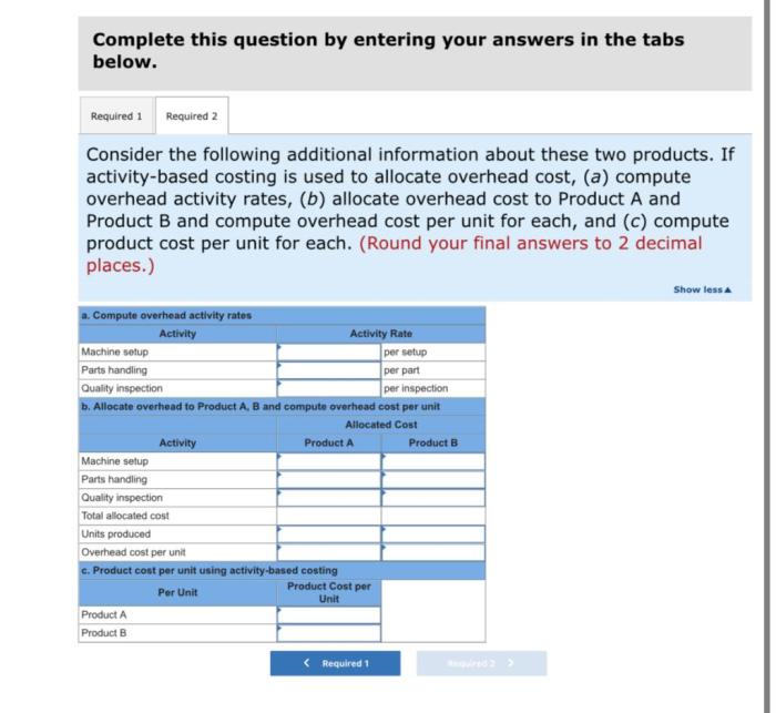 Consider following data two answers manufacturing gitano help indicated minus amounts loss cost should sign unit per oh rate decimal